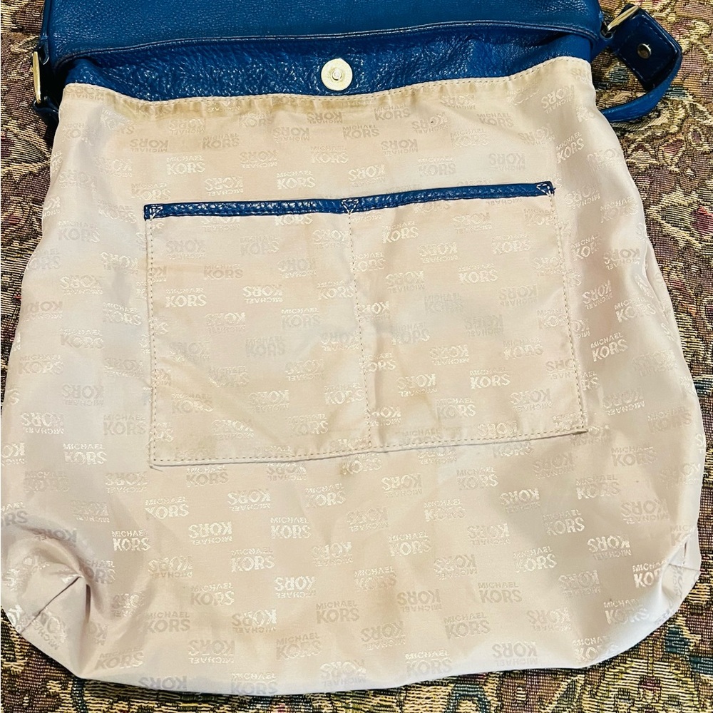 MICHAEL KORS royal blue bucket style hobo leather purse - Picture 11 of 14